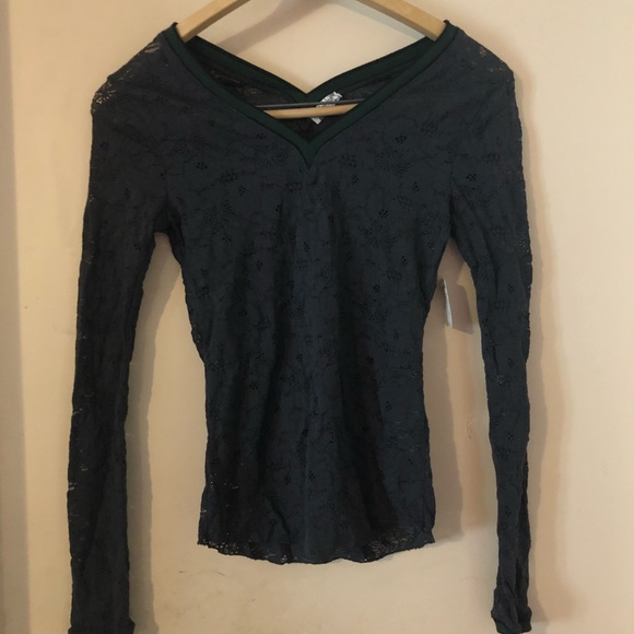 Free People lace burnout V neck V back top - Picture 2 of 4